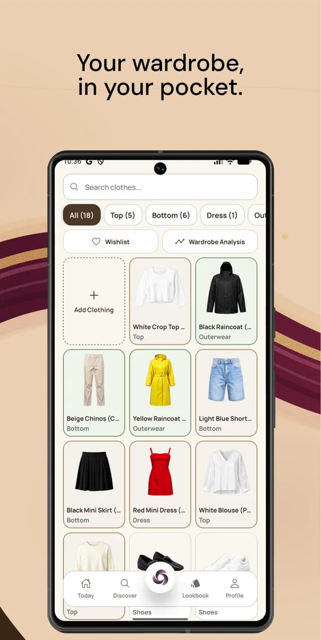 Your wardrobe, in your pocket: a digital wardrobe organized by category