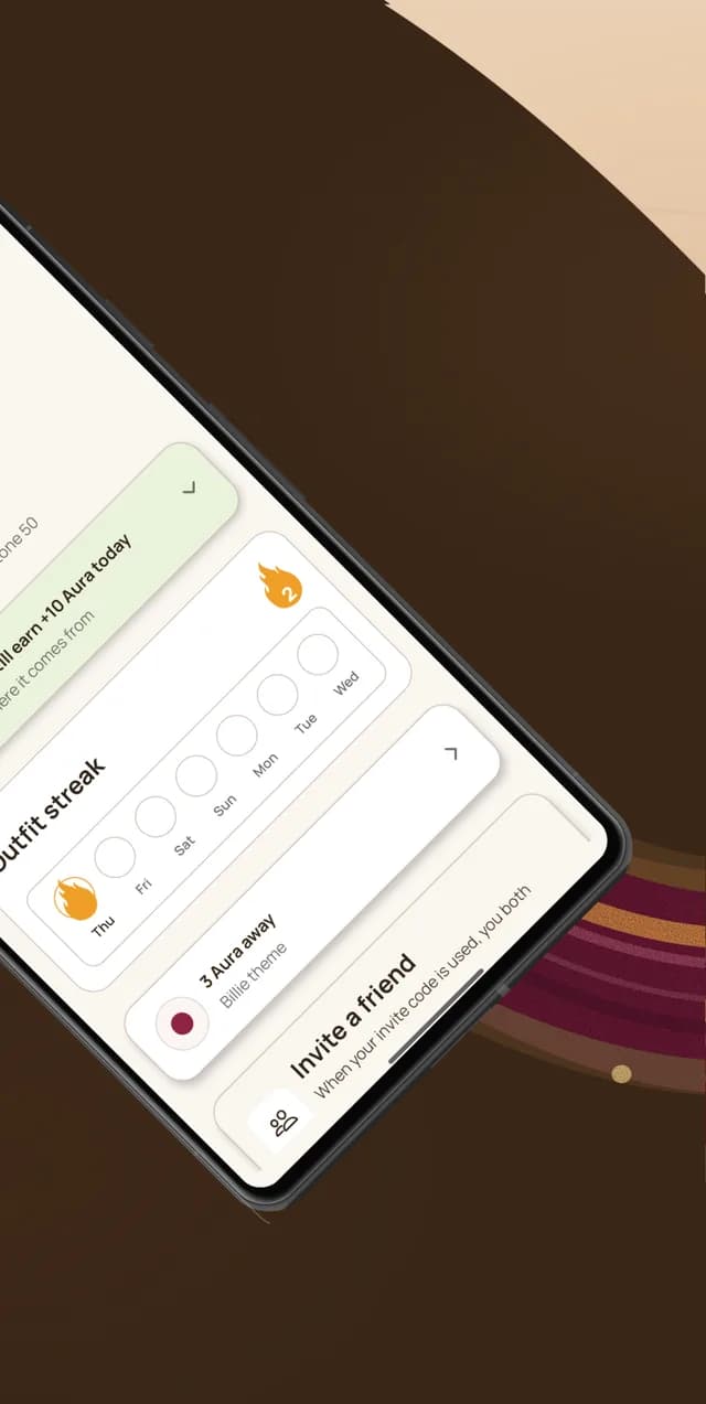 Earn aura as you use the app and keep your outfit streak