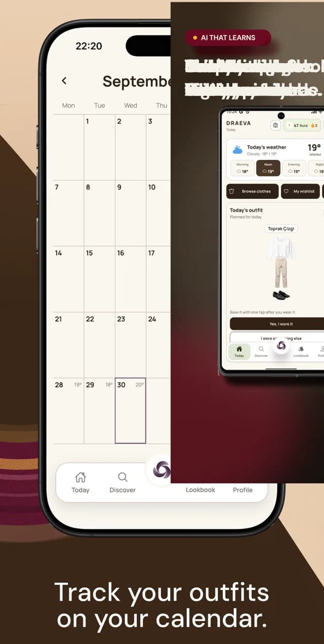 Track your outfits on your calendar