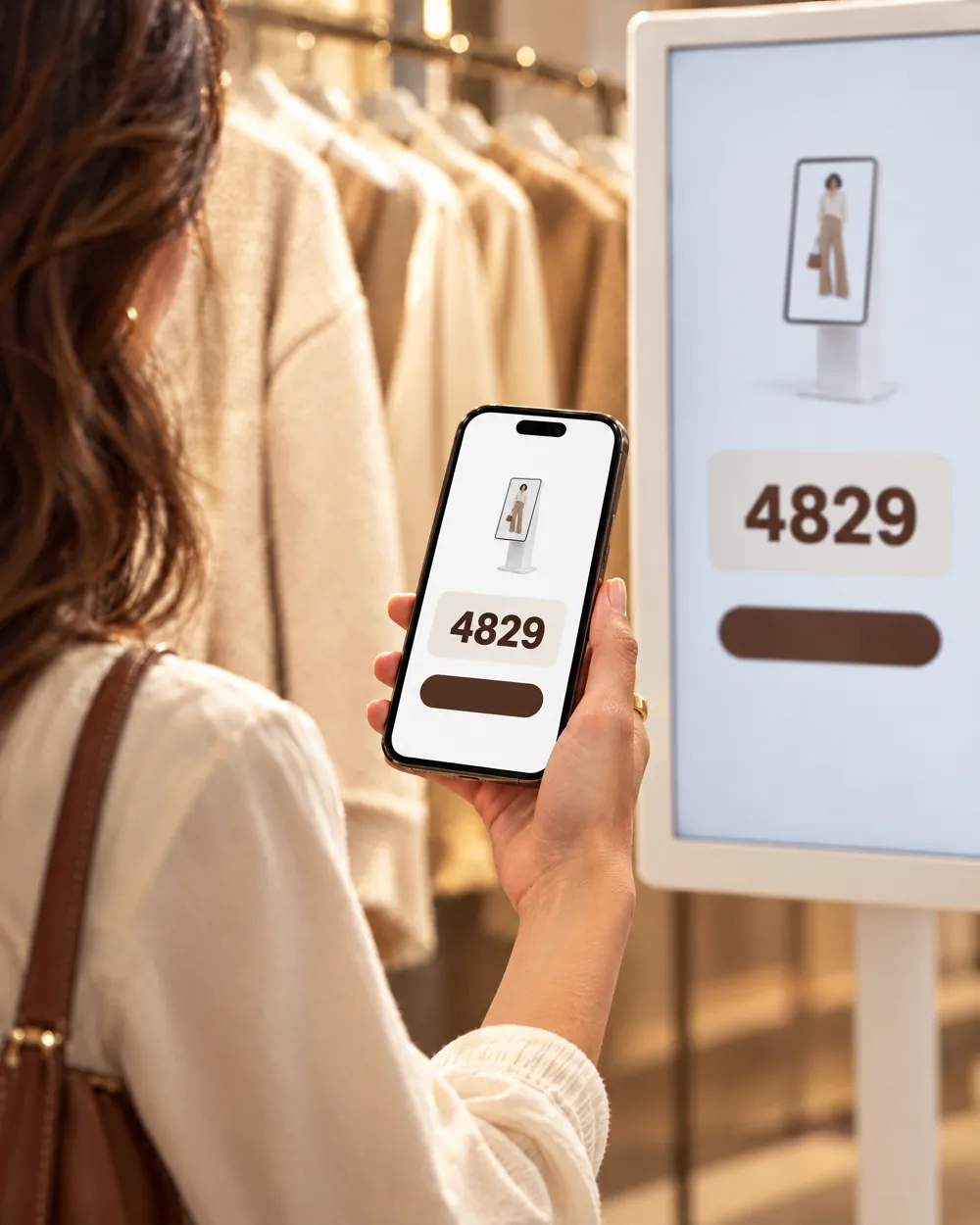 The same 4829 matching code shows on the phone and on the screen